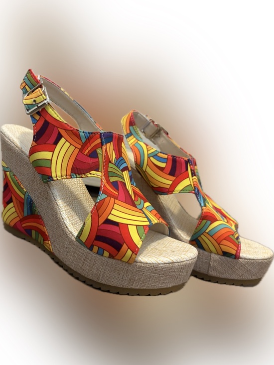 Shoes - Retro Multi-Color Platform Wedge Sandals